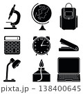 set of school-themed icons, black silhouette 138400645