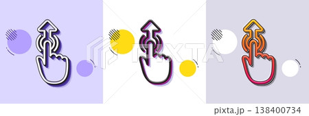 Swipe up line icon. Halftone dotted pattern. Gradient icon with grain shadow. Move finger sign. Touch technology symbol. Line swipe up icon. Various designs. Vector 138400734