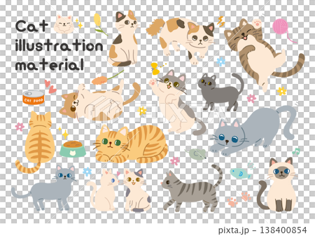 Illustrations of various kinds of cute cats 138400854