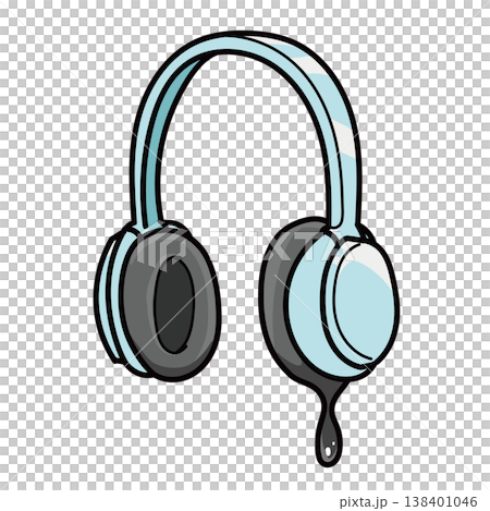 Melting headphones (hand-drawn, blue) 138401046