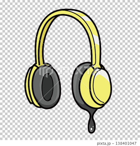 Melting headphones (hand-drawn, yellow) Melting headphones (hand-drawn, yellow) 138401047
