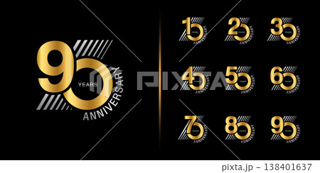 Set of premium anniversary logotype. Golden anniversary celebration emblem design. 138401637