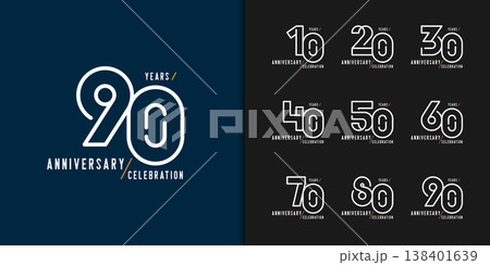 Set of trendy anniversary logotype. Modern geometric anniversary celebration icons design. 138401639
