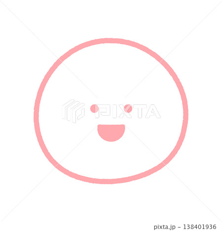 にこやかな笑顔の手描きのピンクの絵文字アイコン - シンプルでかわいい笑っている顔の線画イラスト素材 にこやかな笑顔の手描きのピンクの絵文字アイコン - シンプルでかわいい笑っている顔の線画イラスト素材 138401936