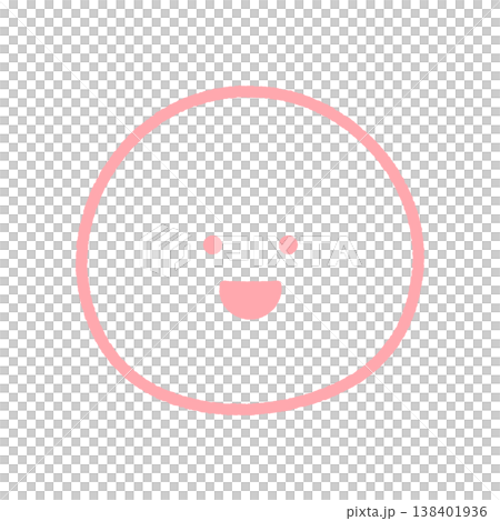 にこやかな笑顔の手描きのピンクの絵文字アイコン - シンプルでかわいい笑っている顔の線画イラスト素材 にこやかな笑顔の手描きのピンクの絵文字アイコン - シンプルでかわいい笑っている顔の線画イラスト素材 138401936