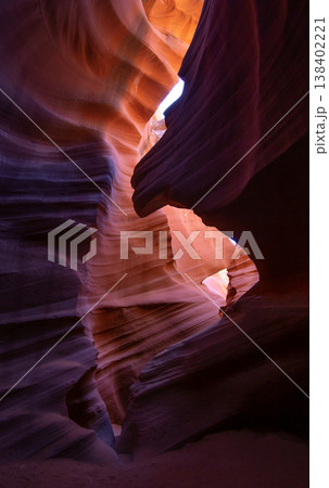 Sunlit Curves of Antelope Canyon Sandstone Formation. 138402221