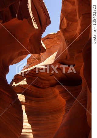 Sunlit Curves of Antelope Canyon Sandstone Formation. 138402223
