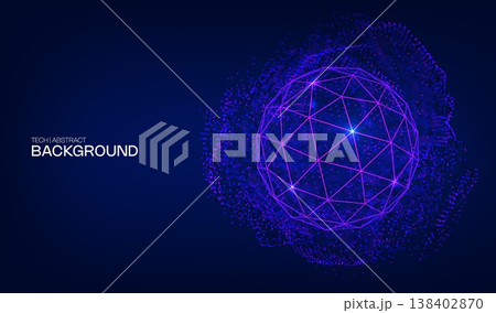 3d abstract sphere orb from dots. Digital and globe pattern background. Particle hud net for world grid geometric and network vector tech concept.  138402870