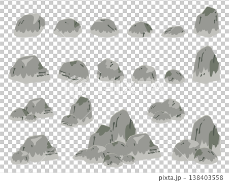A set of cute, Japanese-style rock illustrations with a sumi-e (ink painting) feel. A set of cute, Japanese-style rock illustrations with a sumi-e (ink painting) feel. 138403558