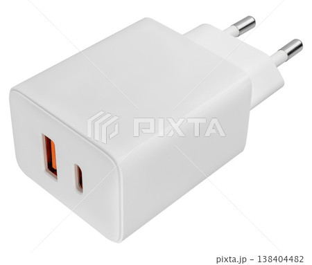 White phone power supply with fast USB connection 138404482
