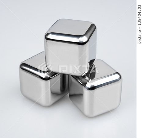 Steel cooling cubes for whiskey and cocktails on a white background Steel cooling cubes for whiskey and cocktails on a white background 138404503