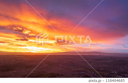 Dramatic sky over open countryside 138404685