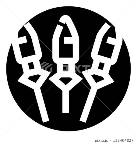 Three skewers on a black minimalist circular background Three skewers on a black minimalist circular background 138404827