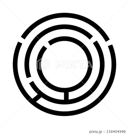 Circular labyrinth symbol representing complex problem solving journey Circular labyrinth symbol representing complex problem solving journey 138404996