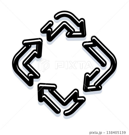 Recycling symbol forming a continuous loop process Recycling symbol forming a continuous loop process 138405139