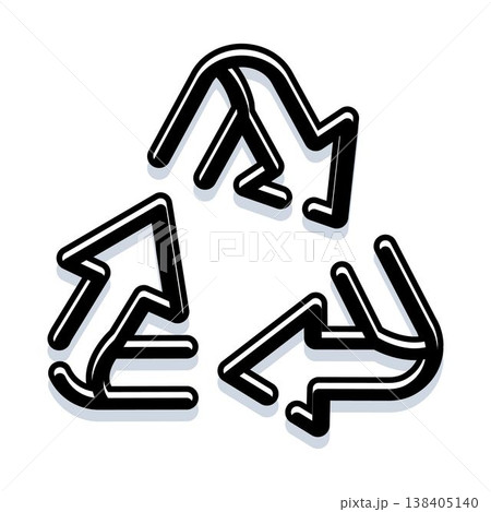 Recycling symbol with outlined black arrows showing reuse concept Recycling symbol with outlined black arrows showing reuse concept 138405140