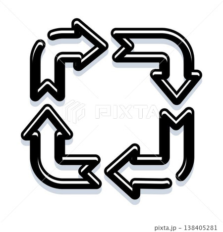 Recycling arrows forming a square process cycle Recycling arrows forming a square process cycle 138405281