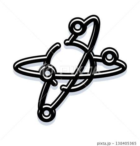 Abstract atomic physics science symbol orbiting electrons 138405365