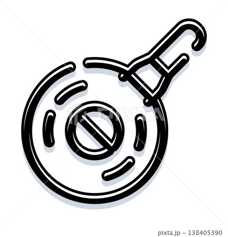 Frying pan prohibition icon black outline illustration 138405390