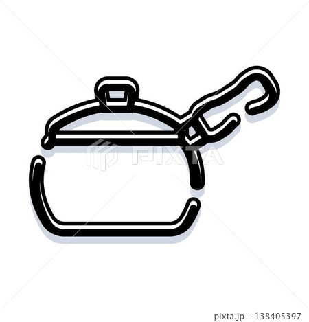 Cooking pot and lid outline illustration Cooking pot and lid outline illustration 138405397