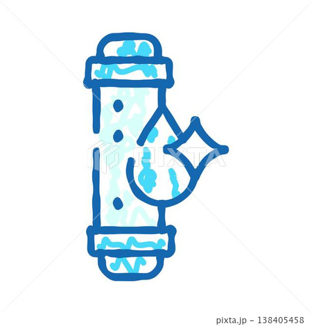 Water filter system purifying drop doodle icon 138405458