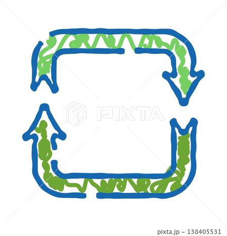 Green blue doodle circular arrows recycling process 138405531
