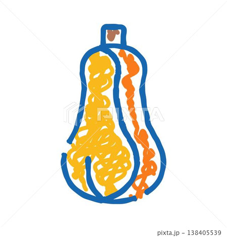 Butternut squash vegetable drawing line icon concept Butternut squash vegetable drawing line icon concept 138405539