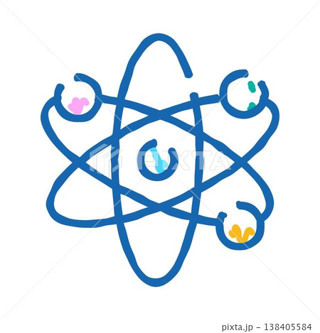 Atom model illustration displaying electrons orbiting nucleus Atom model illustration displaying electrons orbiting nucleus 138405584