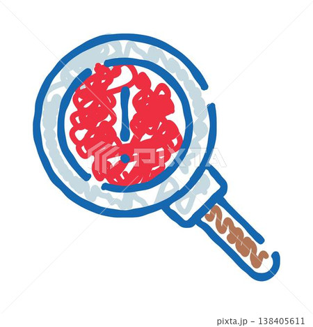 Magnifying glass finding problem with red tangled lines 138405611