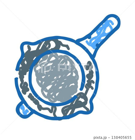 Frying pan cooking instant noodles sketch illustration 138405655