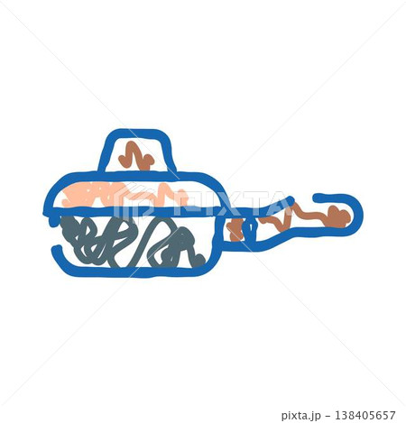 Frying pan doodle with food concept illustration Frying pan doodle with food concept illustration 138405657