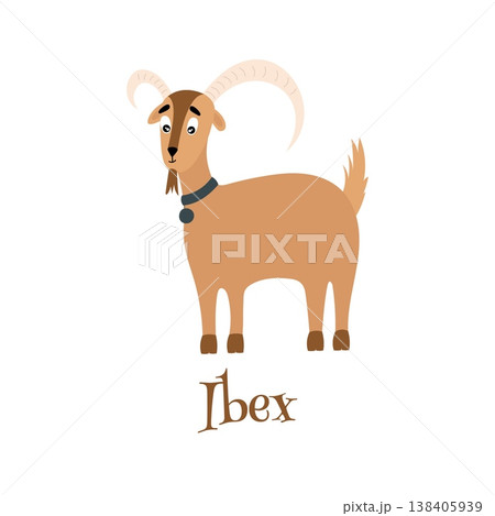 Vector illustration of a cute ibex with big horns. 138405939