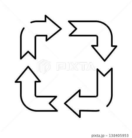 Recycling arrows forming a continuous process loop 138405953
