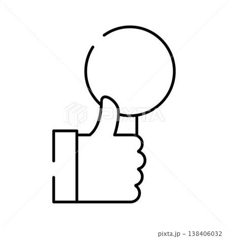 Hand giving thumbs up holding magnifying glass Hand giving thumbs up holding magnifying glass 138406032
