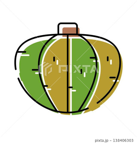 Green and yellow pumpkin illustration for harvest festival Green and yellow pumpkin illustration for harvest festival 138406303