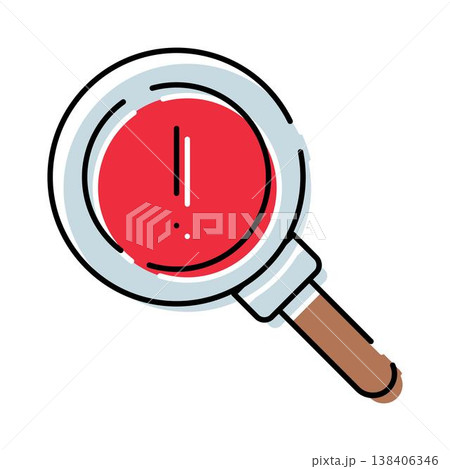 Magnifying glass highlighting problem alert finding issue 138406346