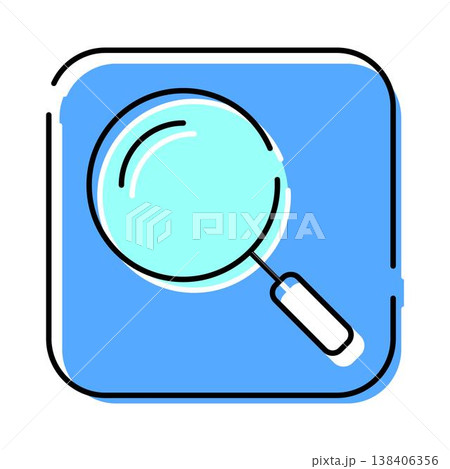 Magnifying glass exploring web interface finding information Magnifying glass exploring web interface finding information 138406356