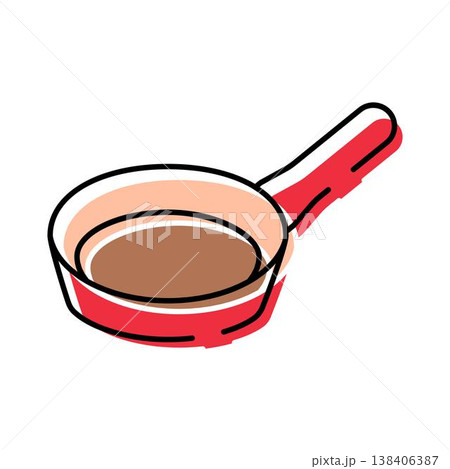 Red frying pan for cooking food and meals Red frying pan for cooking food and meals 138406387