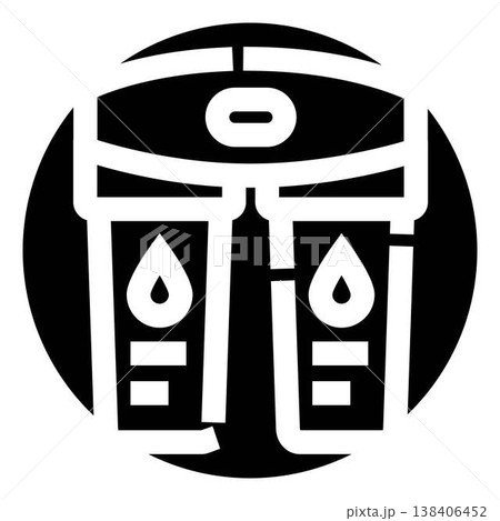 Water purification system filtering liquid drops icon Water purification system filtering liquid drops icon 138406452