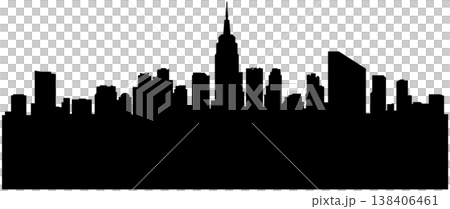 black and white city silhouette, without background black and white city silhouette, without background 138406461