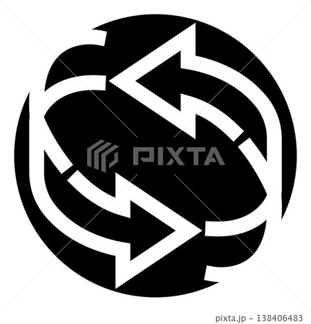 Circular arrow symbol forming loop illustrating recycling process 138406483