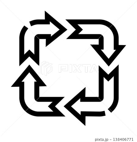 Recycling arrows forming a continuous square loop Recycling arrows forming a continuous square loop 138406771