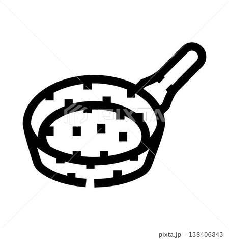 Frying pan kitchen utensil cooking food outline icon Frying pan kitchen utensil cooking food outline icon 138406843
