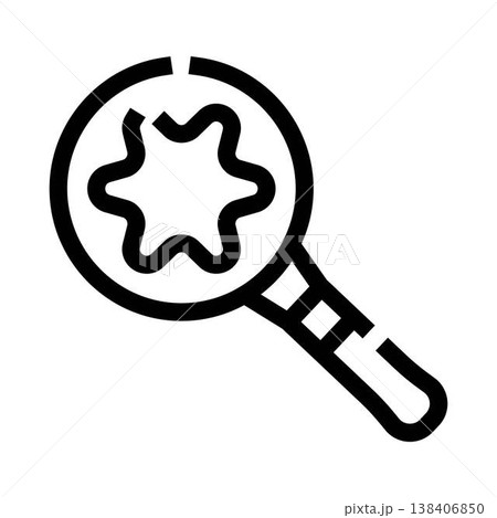 Magnifying glass inspecting microorganism or cell structure 138406850
