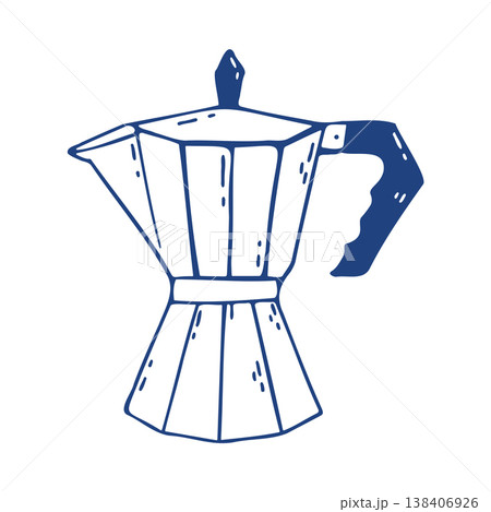 Moka pot vector illustration minimalist hand drawn style coffee maker icon cafe equipment design 138406926