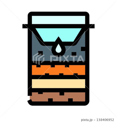 Water filtering process showing multiple purification layers Water filtering process showing multiple purification layers 138406952