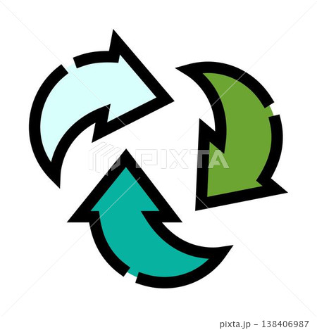 Recycling arrows symbol showing renewable sustainability cycle 138406987