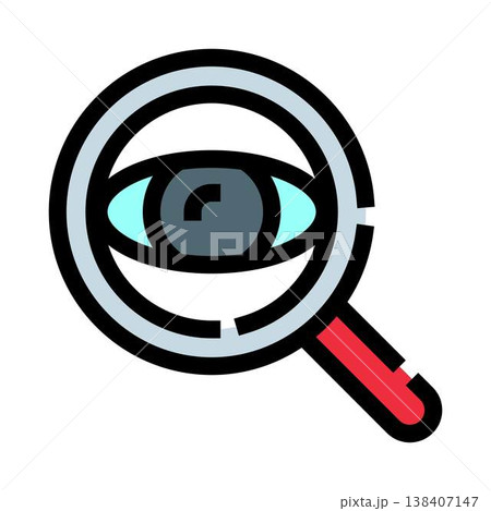 Eye looking through magnifying glass for research 138407147