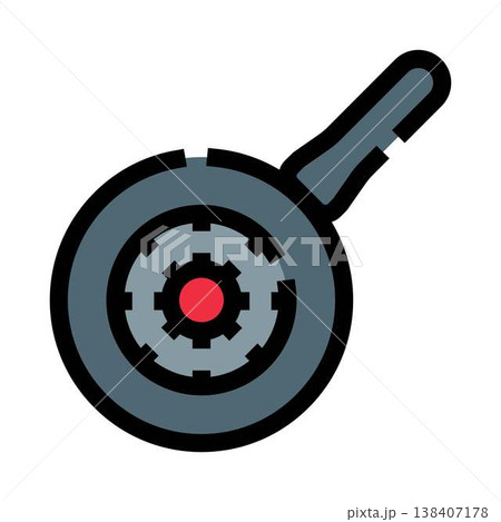 Frying pan icon with gear design cooking 138407178