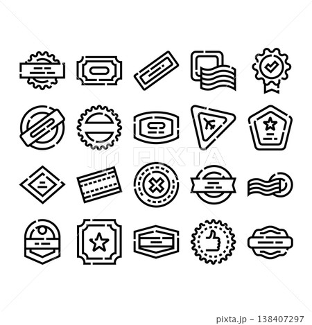 Collection of badges seals and stamp icons Collection of badges seals and stamp icons 138407297